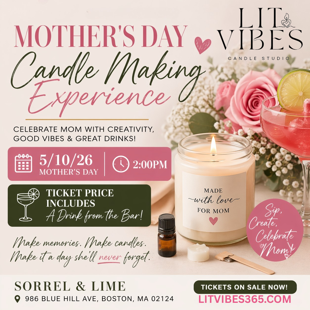 Mother’s Day Candle Making at Sorrel & Lime